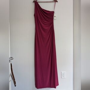 New Ralph‎ Lauren Evening Gown Pink Elegant One-Shoulder Beaded Dress 14